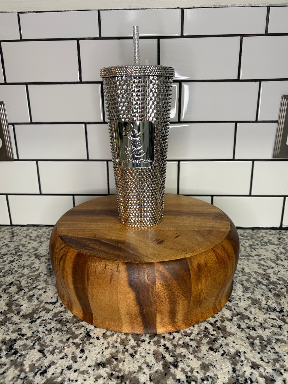 Starbucks Silver Studded Metallic Tumbler with Clear Straw